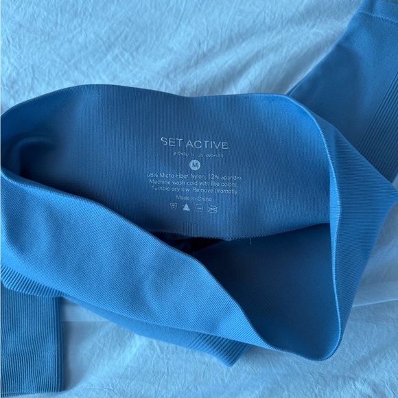 SET Active Light Blue Ribbed Sports Bra & Leggings - Picture 2 of 2